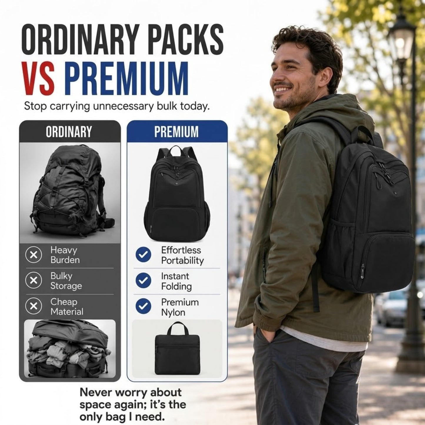 🏆 Last Day Special Price ! 🎒Foldable Waterproof Pack Unisex