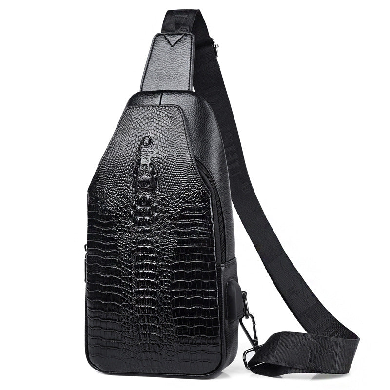 Stylish and Versatile Crocodile Leather Crossbody Bag