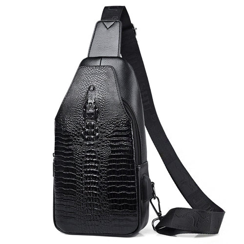 Stylish and Versatile Crocodile Leather Crossbody Bag