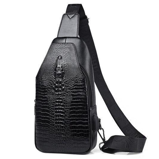 Stylish and Versatile Crocodile Leather Crossbody Bag