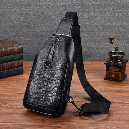 Stylish and Versatile Crocodile Leather Crossbody Bag