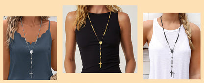 Elegant Gold-Plated Rosary Necklace – Stainless Steel Catholic Prayer Beads