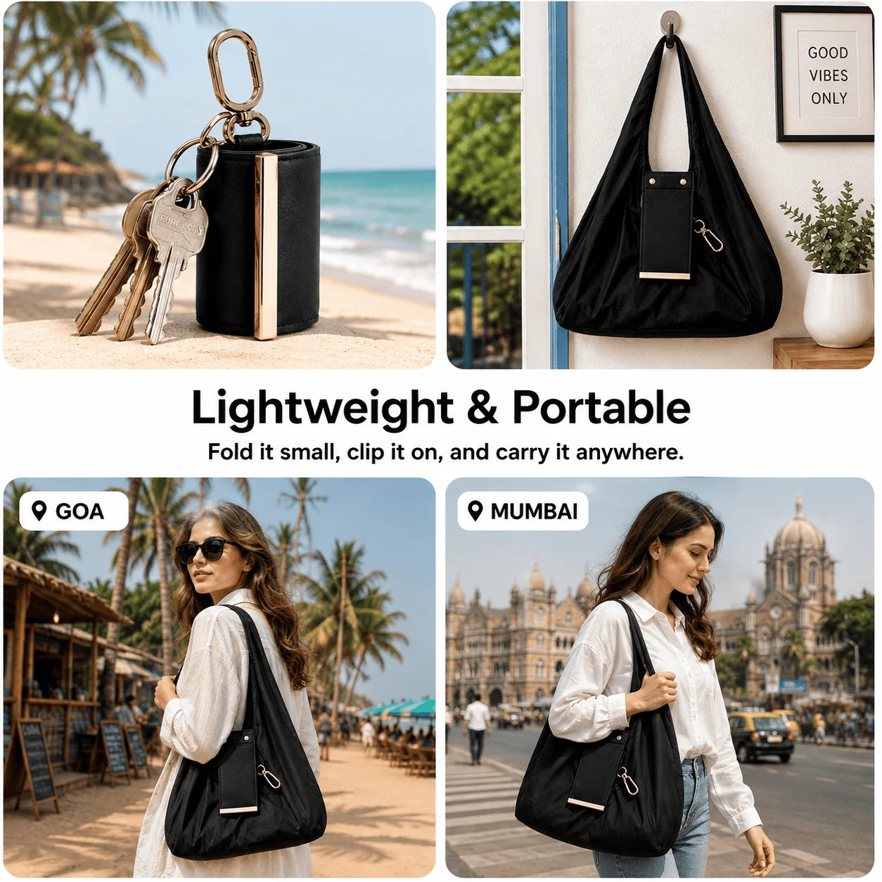 Charm Foldable Vegan Leather Bag