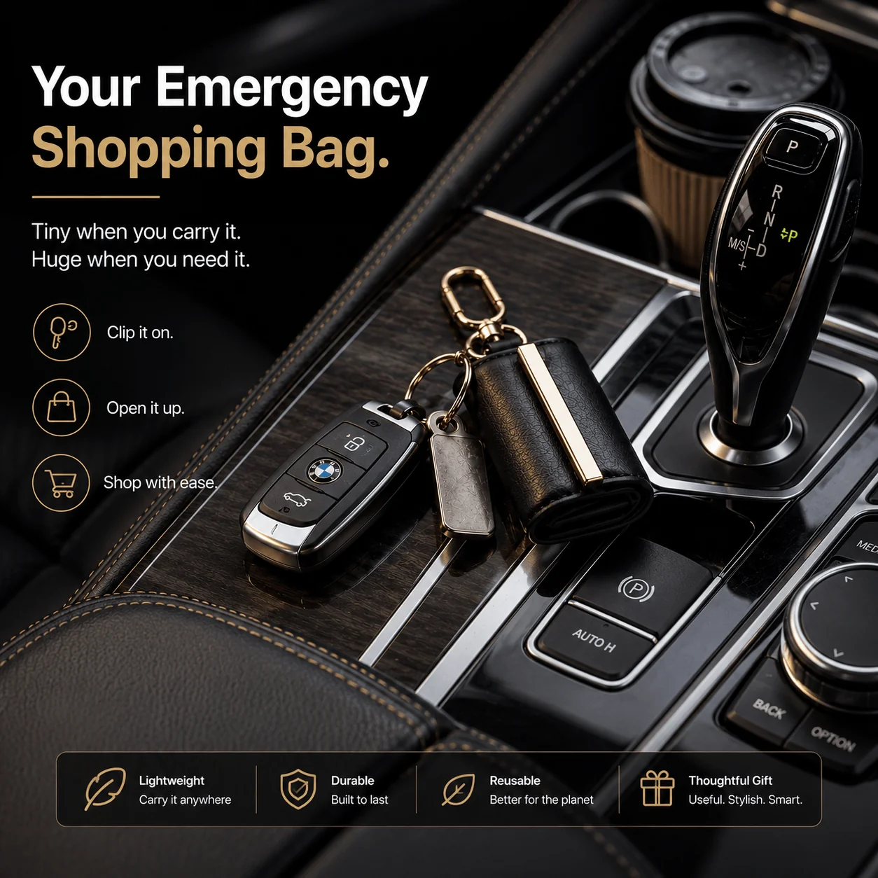 Charm Foldable Vegan Leather Bag
