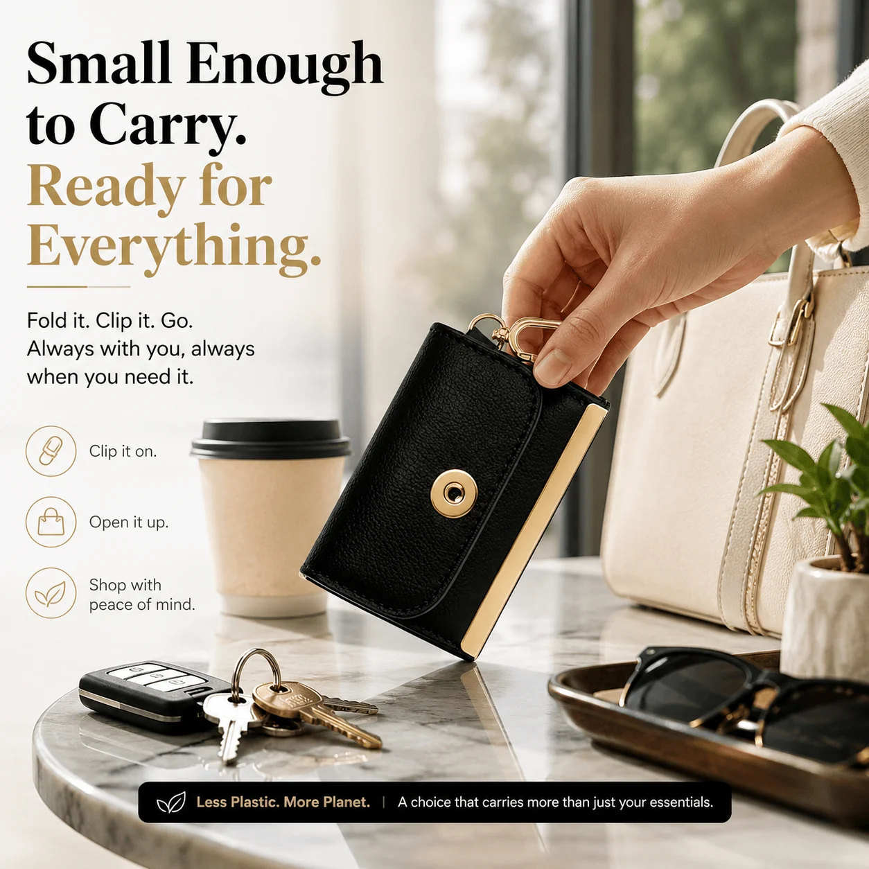 Charm Foldable Vegan Leather Bag