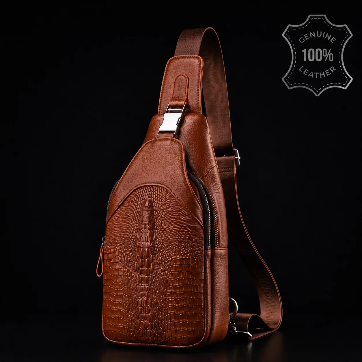 Stylish and Versatile Crocodile Leather Crossbody Bag