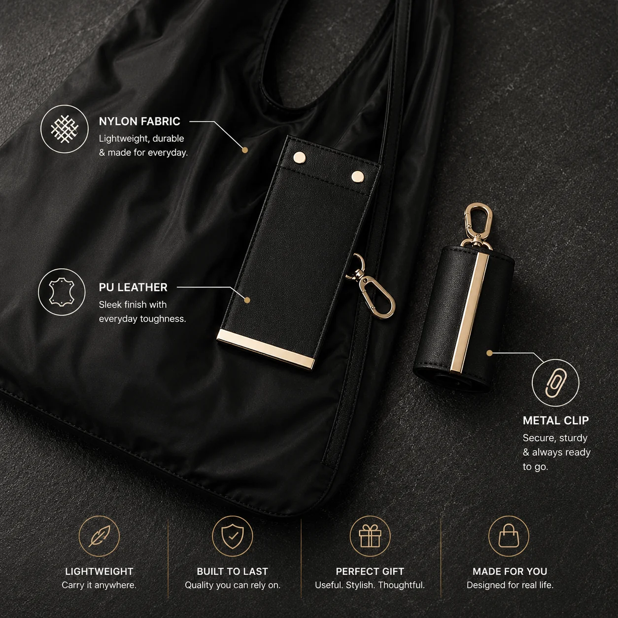 Charm Foldable Vegan Leather Bag