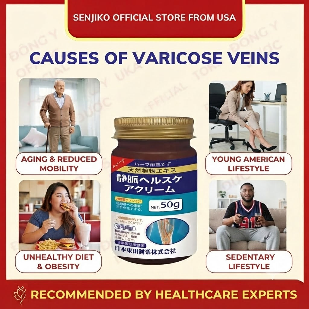Senjoko Japanese Leg Varicose Vein Cream, Reduces swelling and soreness, supports blood circulation, and alleviates leg edema and heaviness.