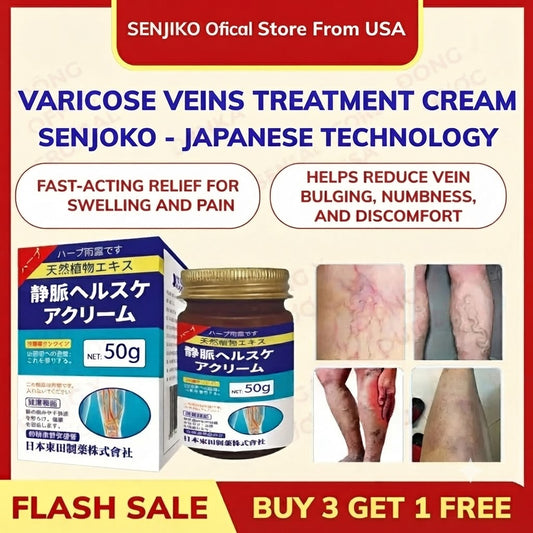 Senjoko Japanese Leg Varicose Vein Cream, Reduces swelling and soreness, supports blood circulation, and alleviates leg edema and heaviness.