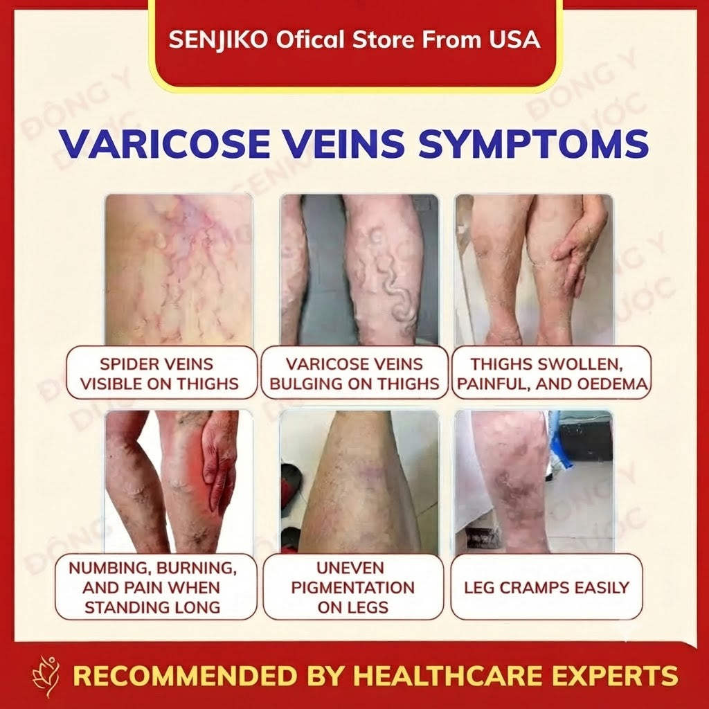 Senjoko Japanese Leg Varicose Vein Cream, Reduces swelling and soreness, supports blood circulation, and alleviates leg edema and heaviness.
