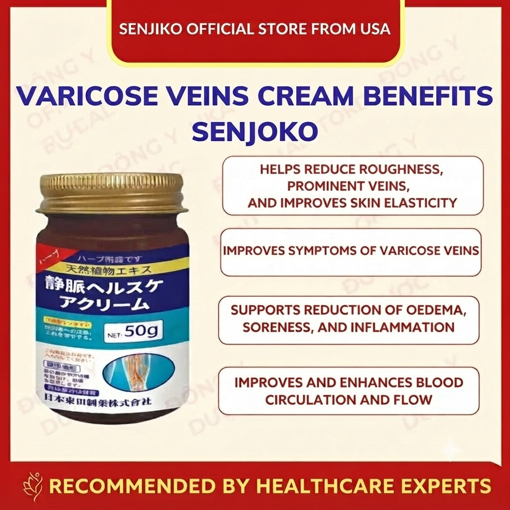 Senjoko Japanese Leg Varicose Vein Cream, Reduces swelling and soreness, supports blood circulation, and alleviates leg edema and heaviness.