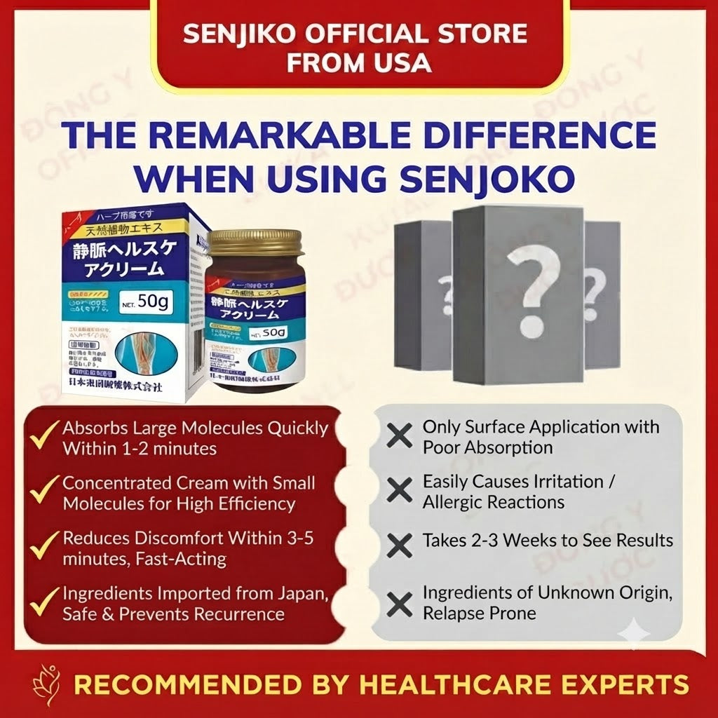 Senjoko Japanese Leg Varicose Vein Cream, Reduces swelling and soreness, supports blood circulation, and alleviates leg edema and heaviness.