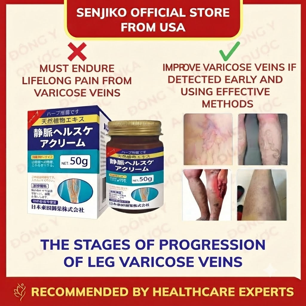 Senjoko Japanese Leg Varicose Vein Cream, Reduces swelling and soreness, supports blood circulation, and alleviates leg edema and heaviness.